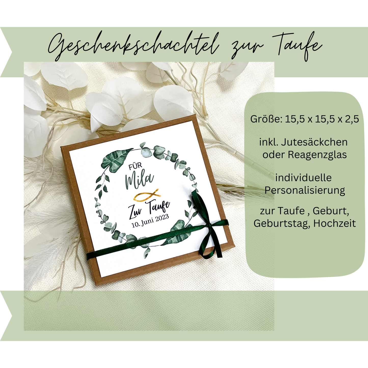 Geschenkschachtel Taufe | Taufgeschenk | Geldgeschenk für Mädchen und Jungen | personalisiert | Taufpaten Geschenk