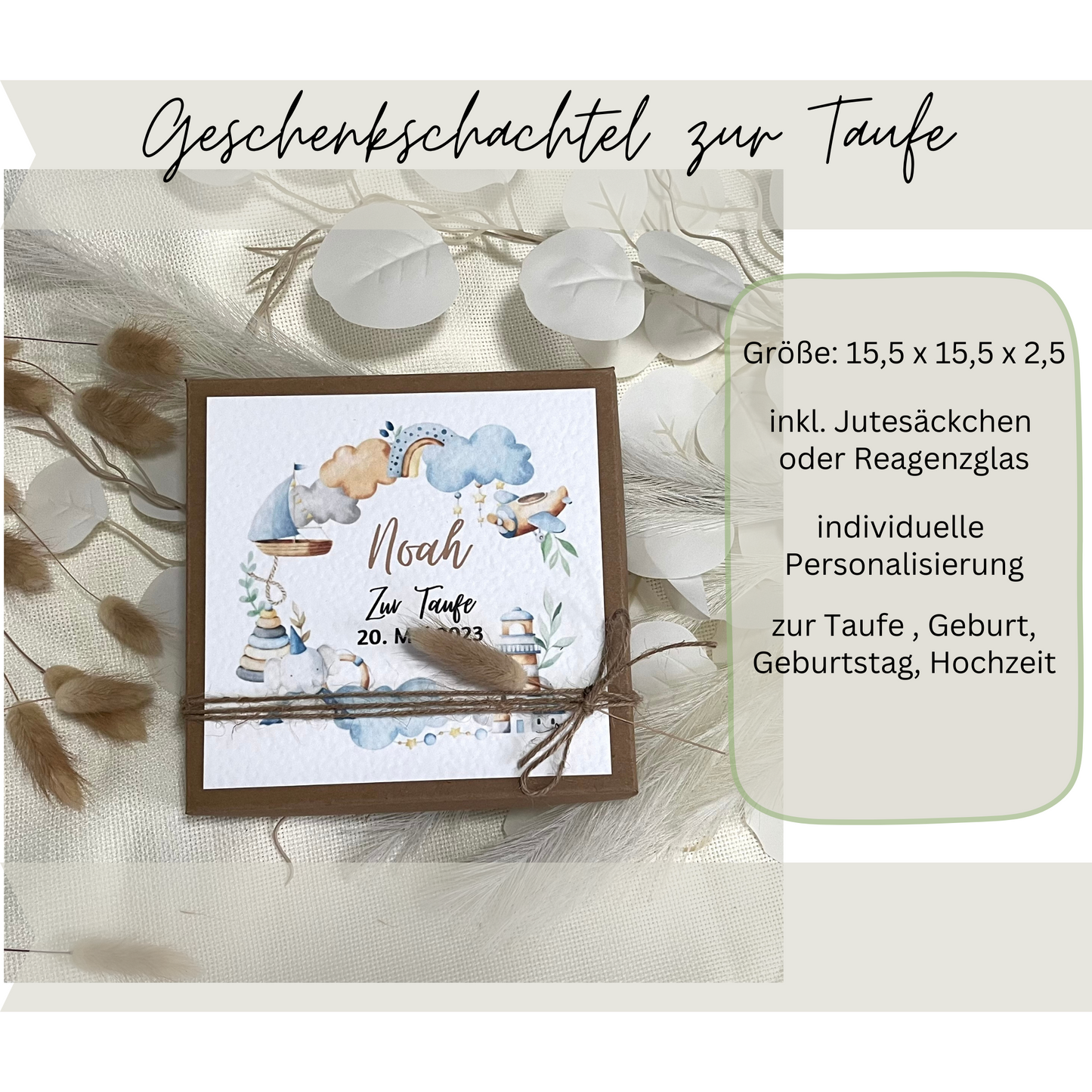 Geschenkschachtel Taufe | Taufgeschenk | Geldgeschenk für Mädchen und Jungen | personalisiert | Taufpaten Geschenk