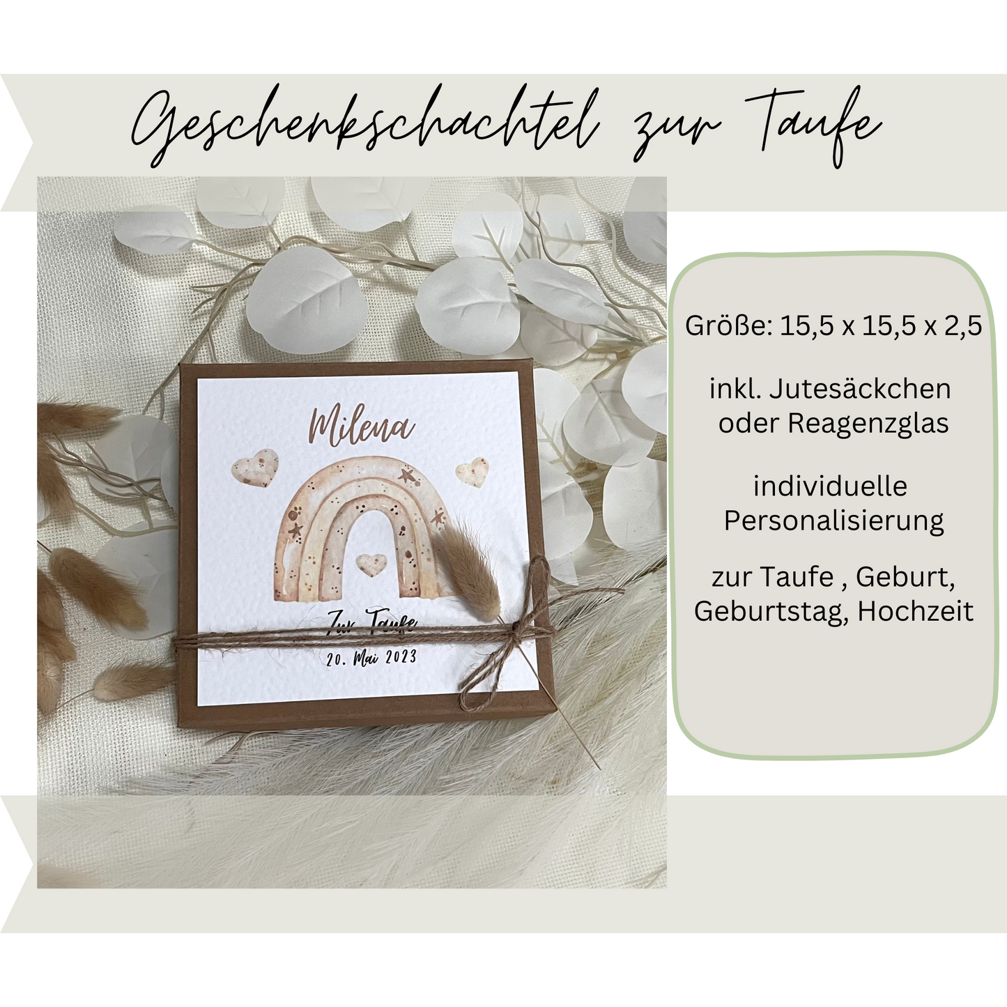 Geschenkschachtel Taufe | Taufgeschenk | Geldgeschenk für Mädchen und Jungen | personalisiert | Taufpaten Geschenk