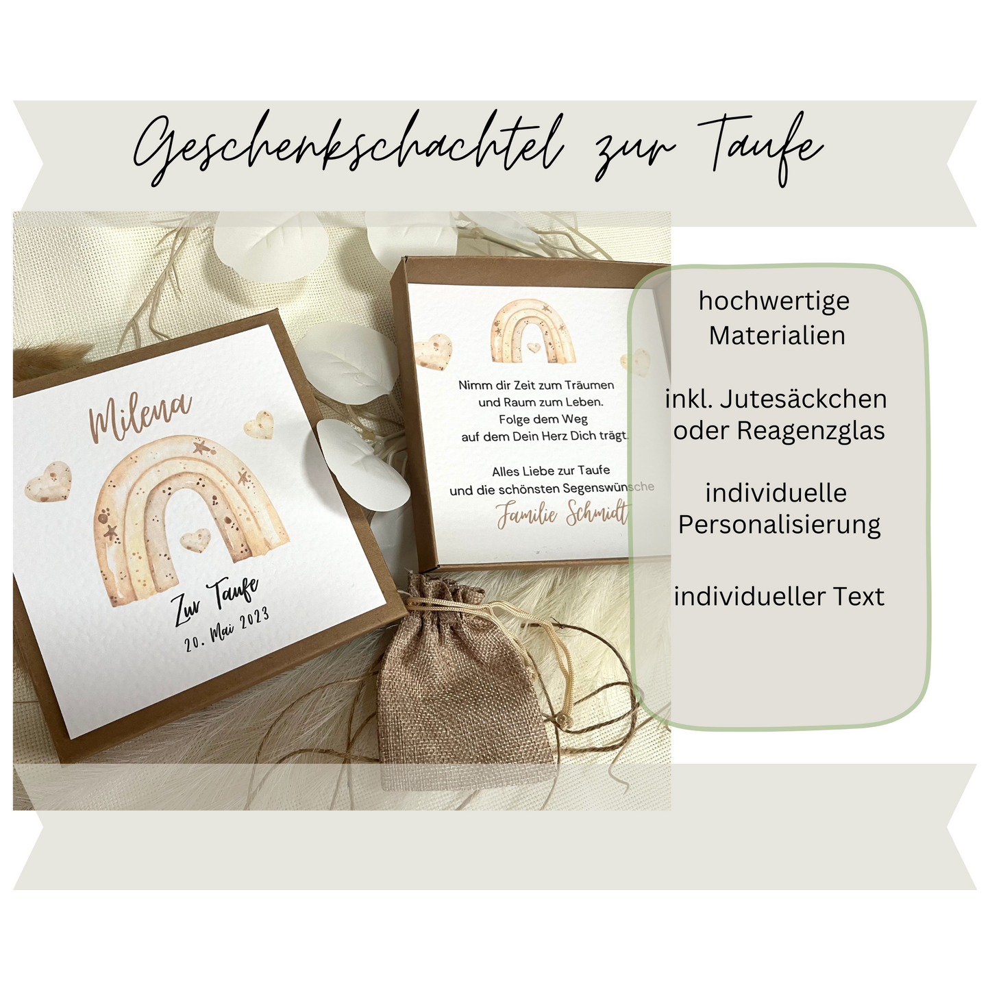 Geschenkschachtel Taufe | Taufgeschenk | Geldgeschenk für Mädchen und Jungen | personalisiert | Taufpaten Geschenk