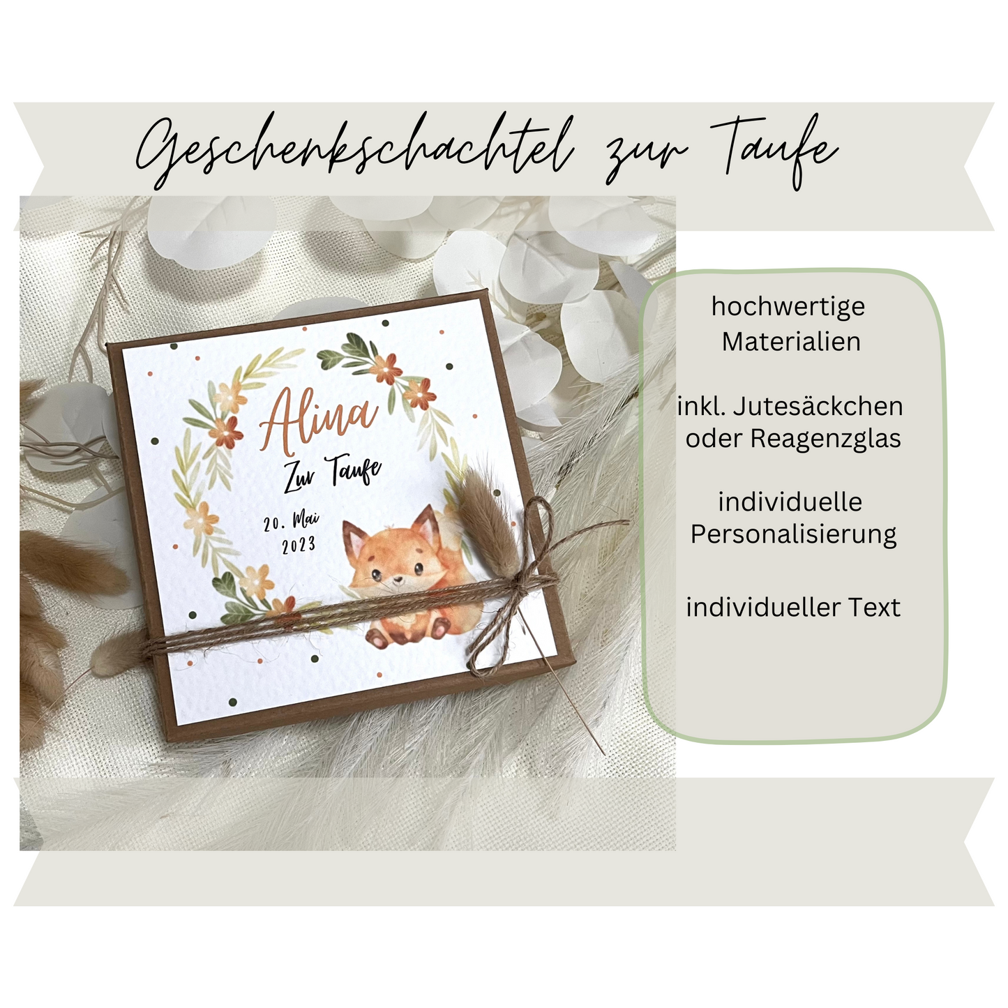 Geschenkschachtel Taufe | Taufgeschenk | Geldgeschenk für Mädchen und Jungen | personalisiert | Taufpaten Geschenk