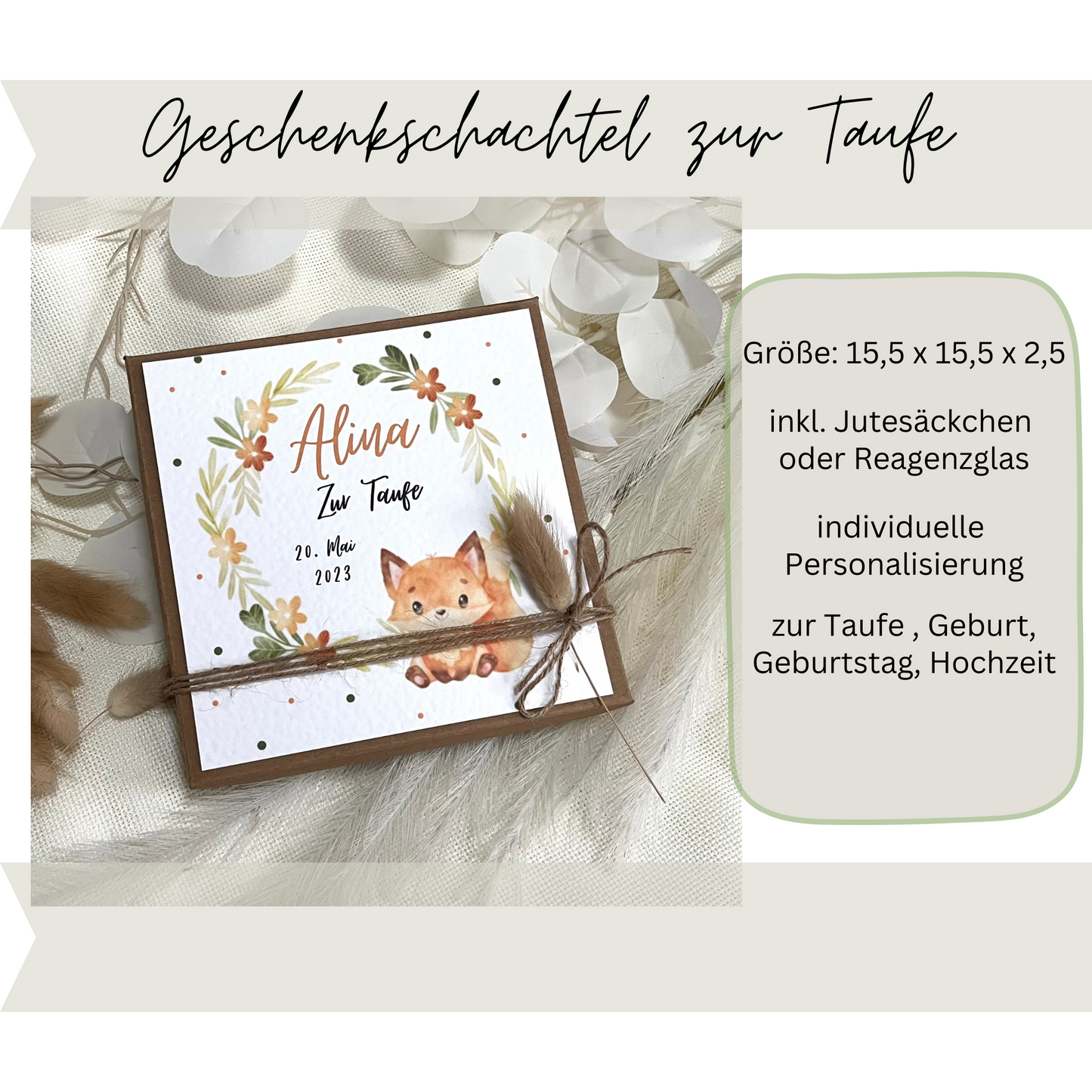 Geschenkschachtel Taufe | Taufgeschenk | Geldgeschenk für Mädchen und Jungen | personalisiert | Taufpaten Geschenk