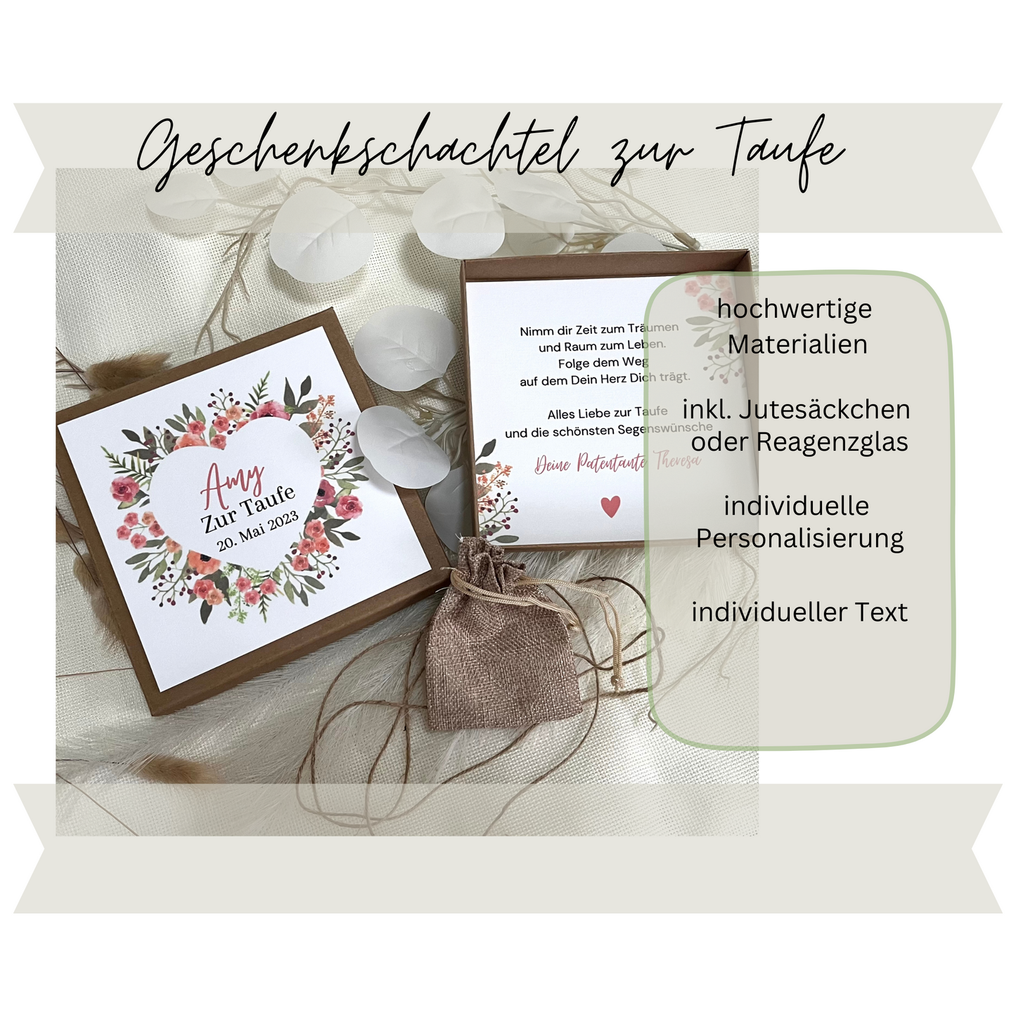 Geschenkschachtel Taufe | Taufgeschenk | Geldgeschenk für Mädchen und Jungen | personalisiert | Taufpaten Geschenk