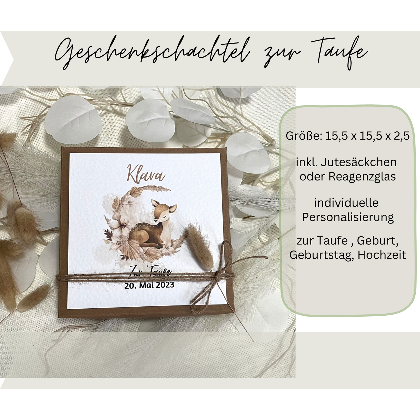 Geschenkschachtel Taufe | Taufgeschenk | Geldgeschenk für Mädchen und Jungen | personalisiert | Taufpaten Geschenk