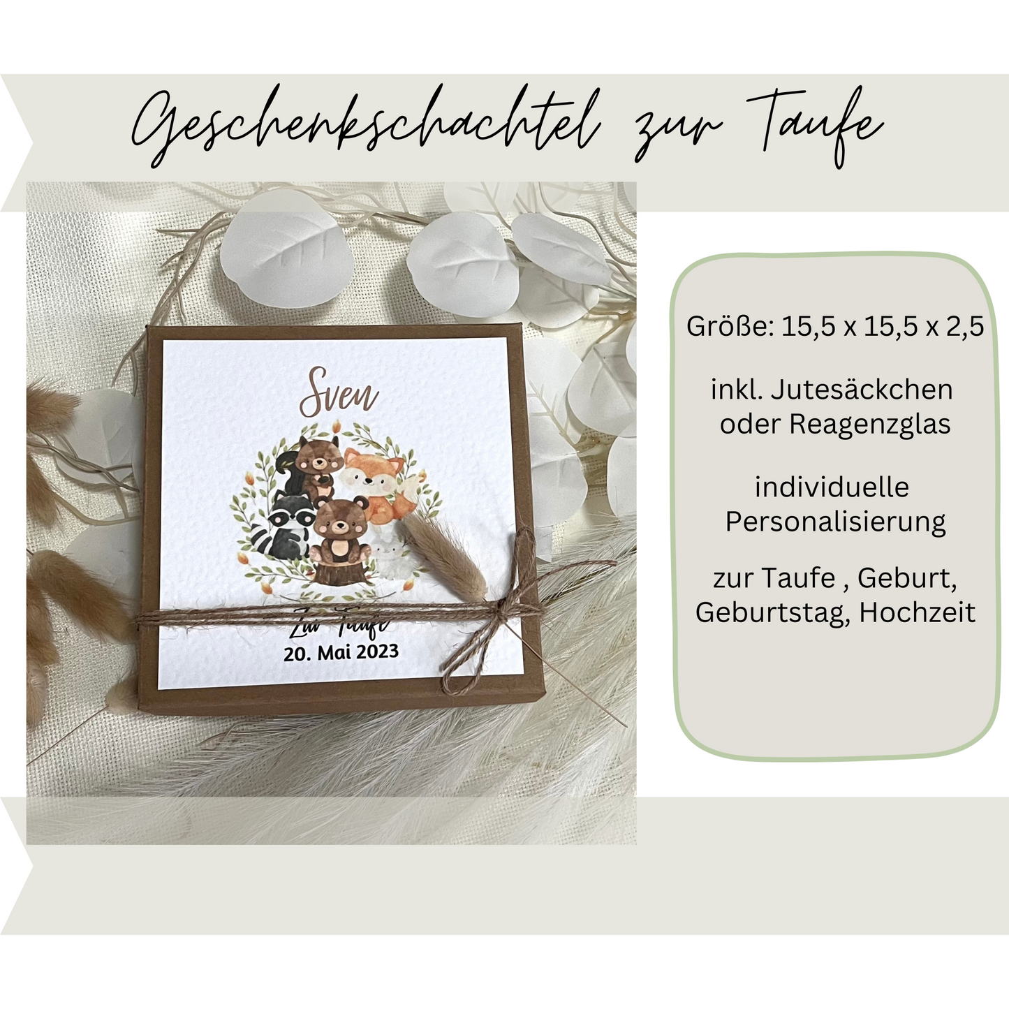 Geschenkschachtel Taufe | Taufgeschenk | Geldgeschenk für Mädchen und Jungen | personalisiert | Taufpaten Geschenk