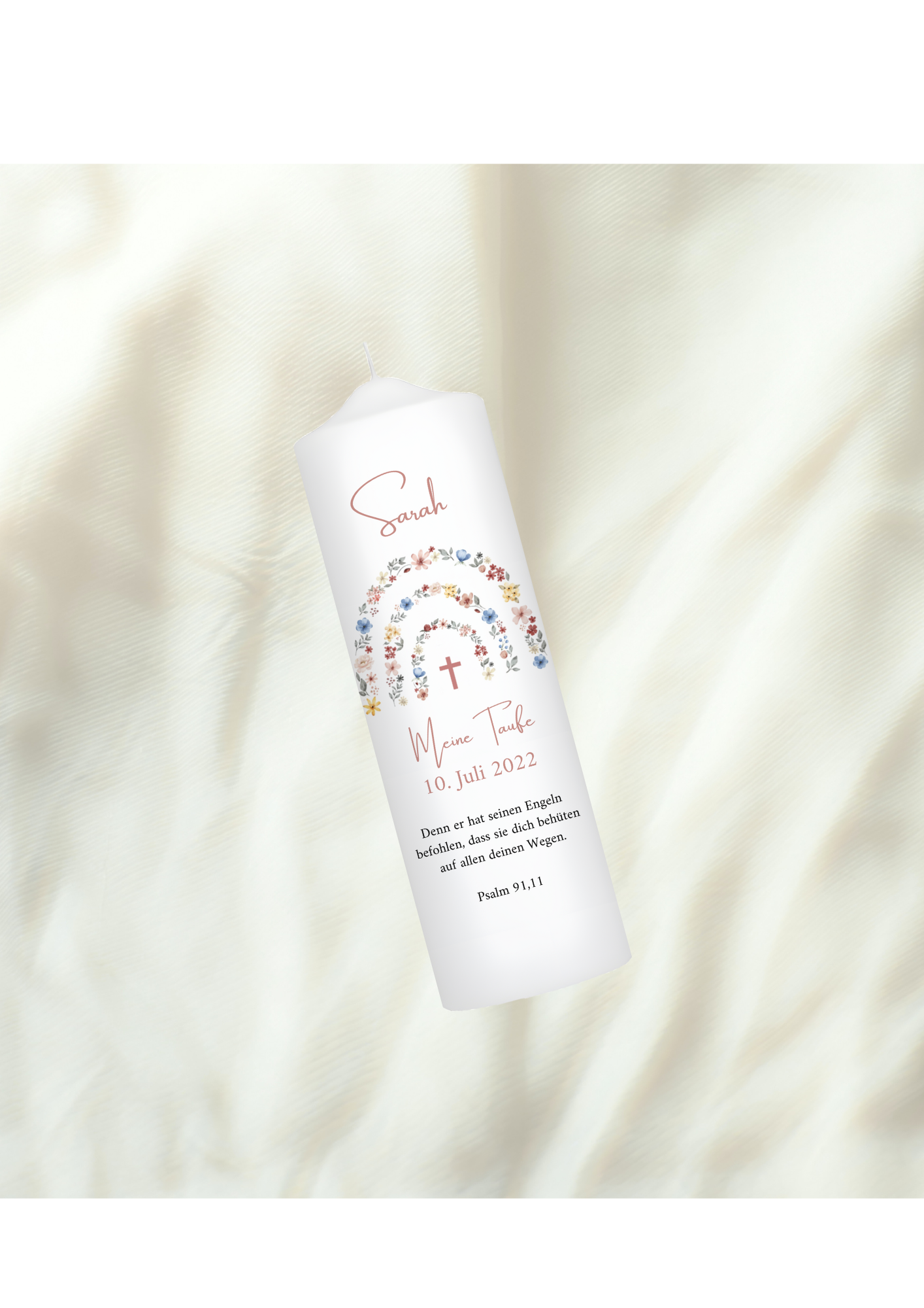Taufkerze Regenbogen Boho Floral Für Jungen und Mädchen