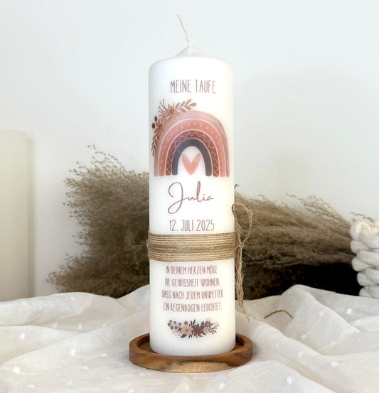 Taufkerze Regenbogen Boho  Floral Blumen Für  Jungen und Mädchen