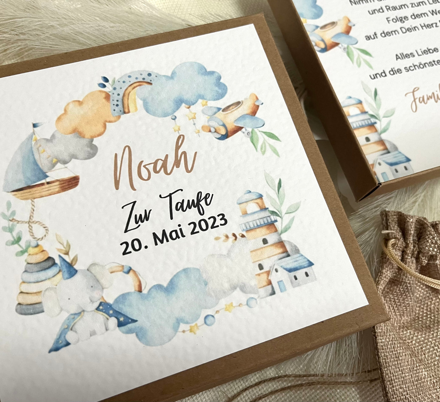 Geschenkschachtel Taufe | Taufgeschenk | Geldgeschenk für Mädchen und Jungen | personalisiert | Taufpaten Geschenk
