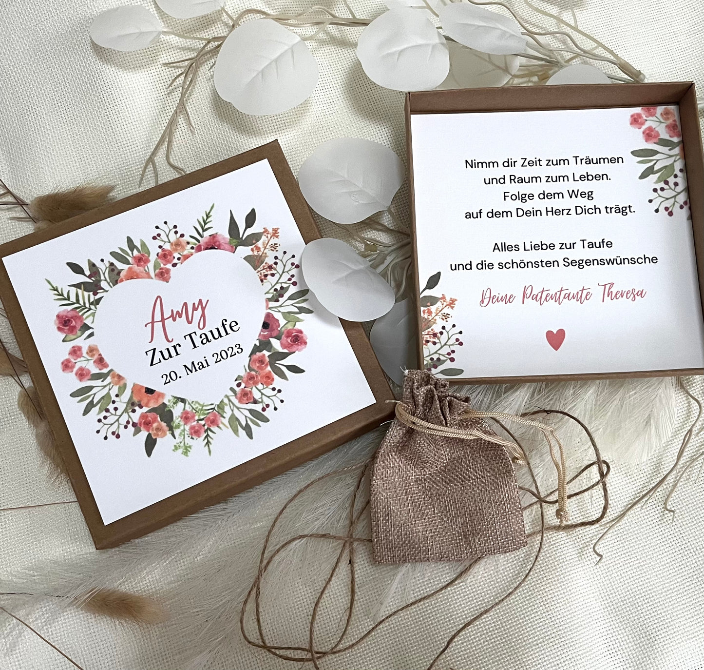 Geschenkschachtel Taufe | Taufgeschenk | Geldgeschenk für Mädchen und Jungen | personalisiert | Taufpaten Geschenk
