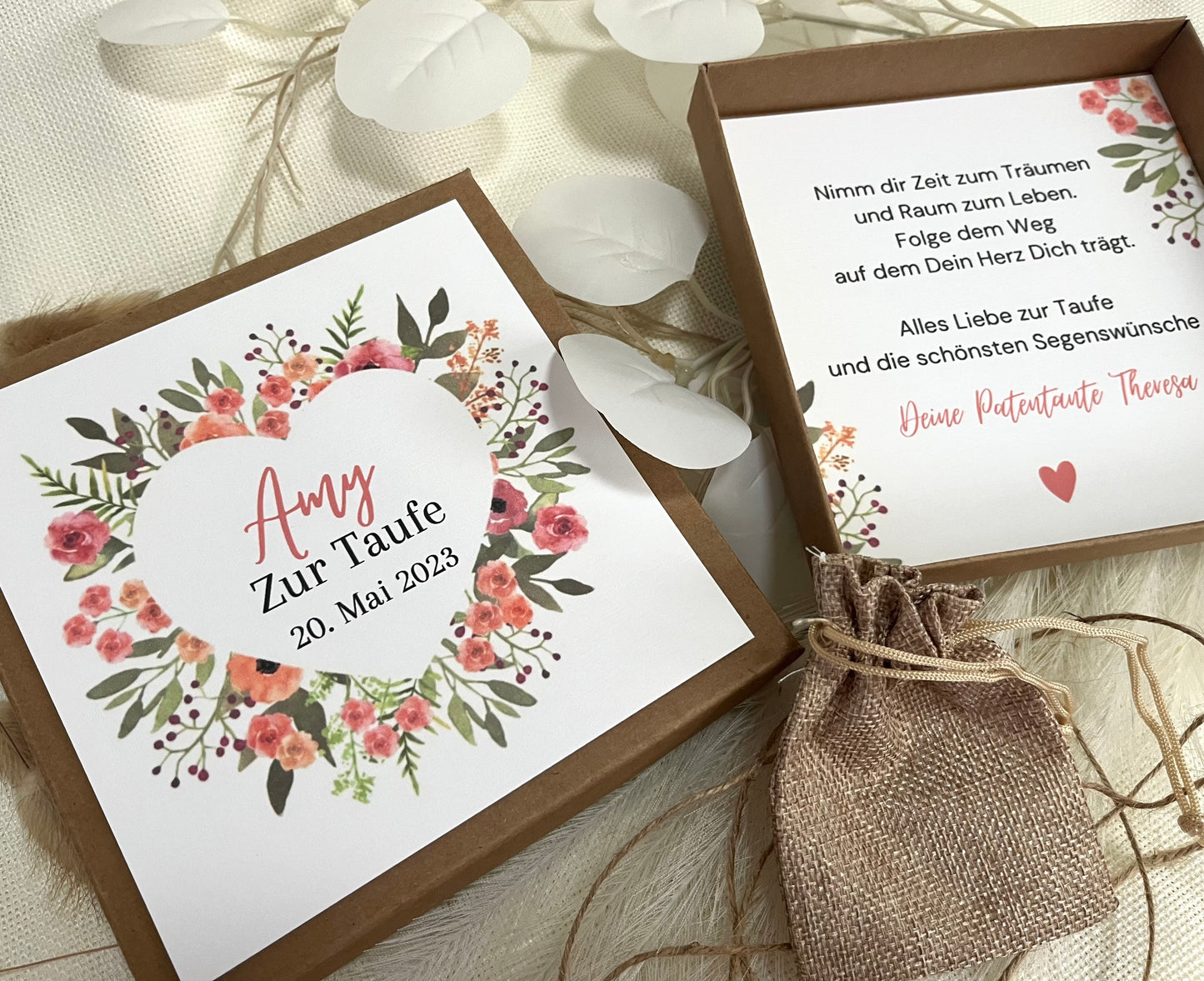 Geschenkschachtel Taufe | Taufgeschenk | Geldgeschenk für Mädchen und Jungen | personalisiert | Taufpaten Geschenk