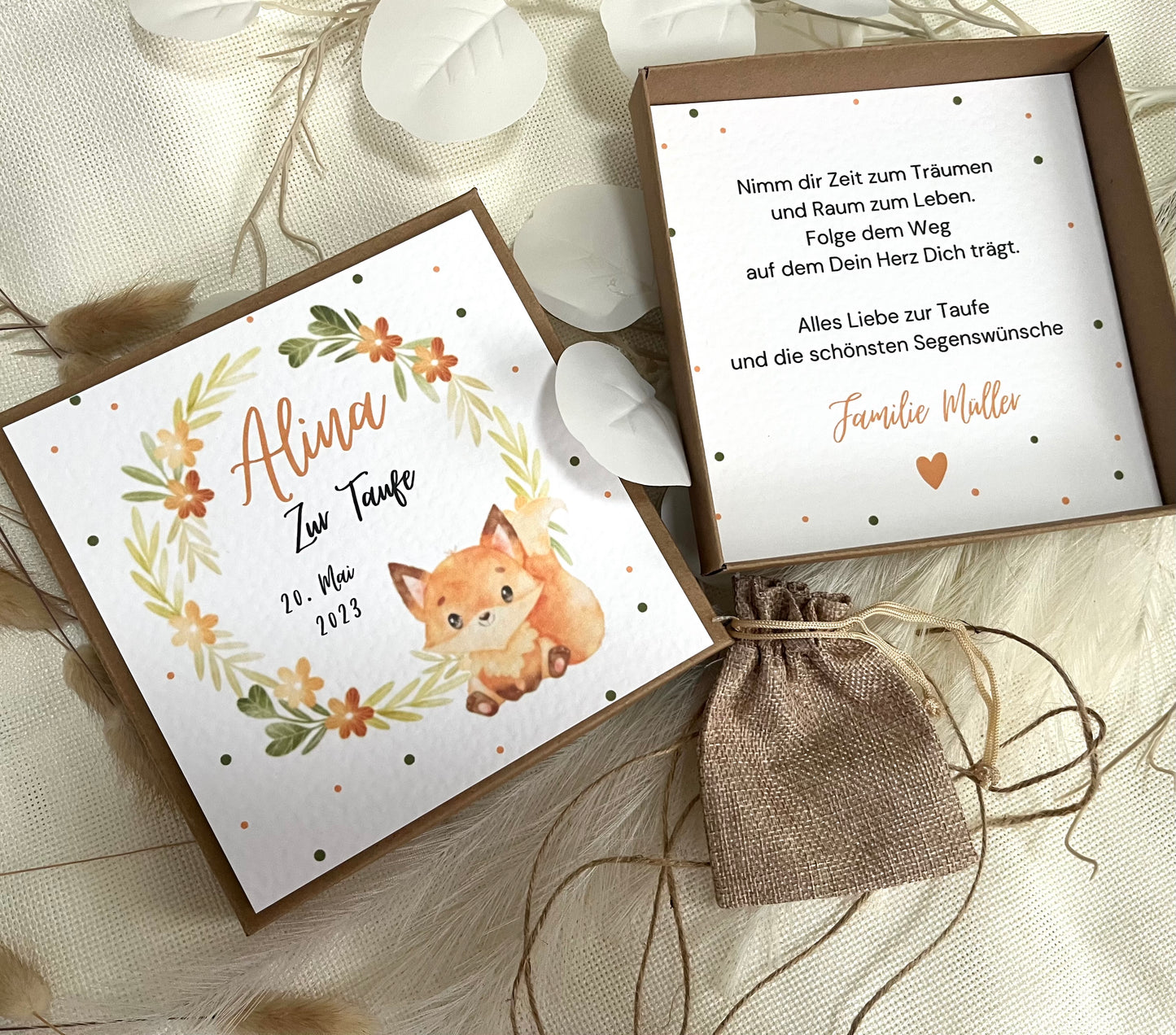 Geschenkschachtel Taufe | Taufgeschenk | Geldgeschenk für Mädchen und Jungen | personalisiert | Taufpaten Geschenk