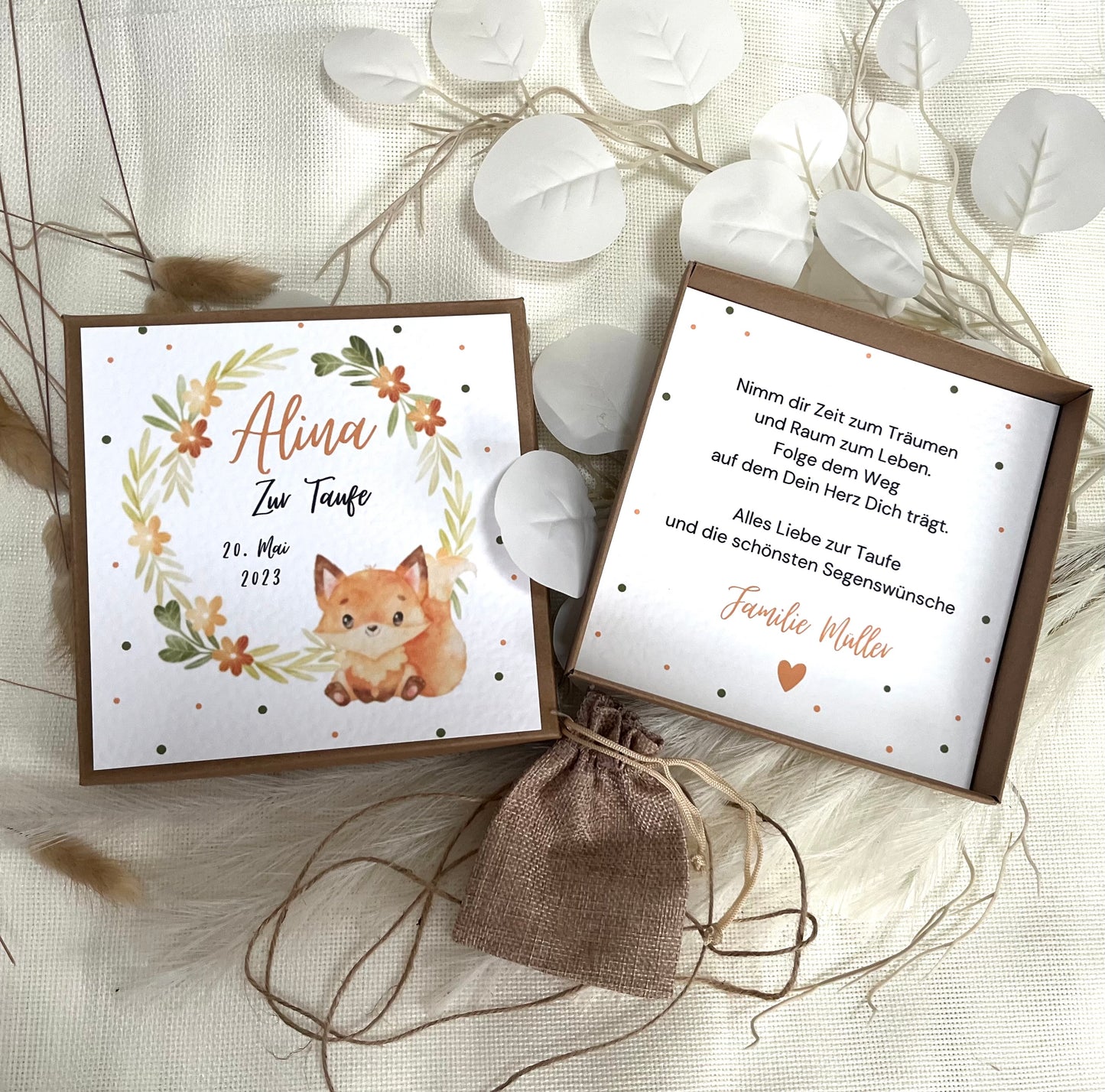 Geschenkschachtel Taufe | Taufgeschenk | Geldgeschenk für Mädchen und Jungen | personalisiert | Taufpaten Geschenk