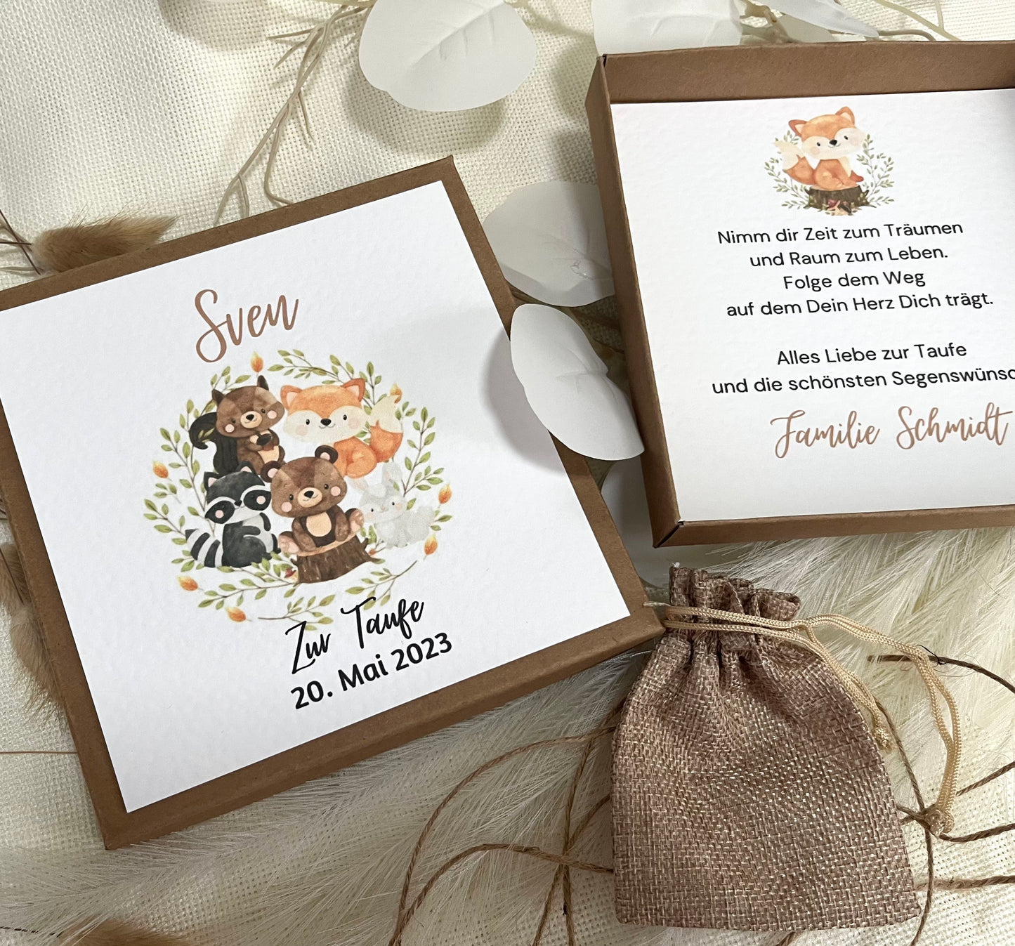 Geschenkschachtel Taufe | Taufgeschenk | Geldgeschenk für Mädchen und Jungen | personalisiert | Taufpaten Geschenk