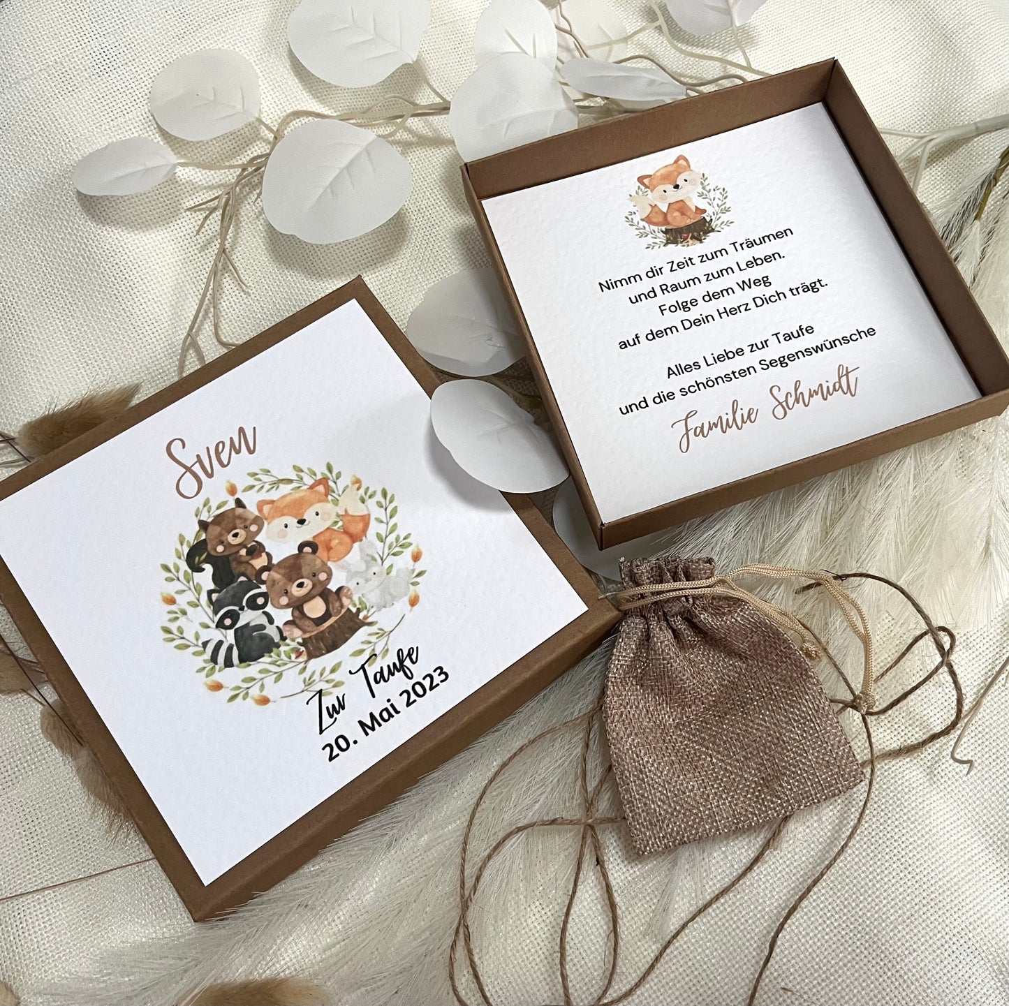 Geschenkschachtel Taufe | Taufgeschenk | Geldgeschenk für Mädchen und Jungen | personalisiert | Taufpaten Geschenk
