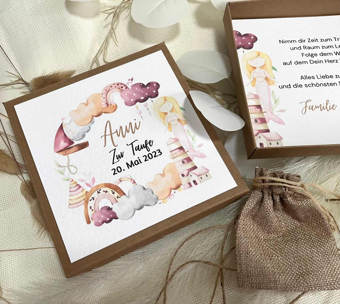 Geschenkschachtel Taufe | Taufgeschenk | Geldgeschenk für Mädchen und Jungen | personalisiert | Taufpaten Geschenk
