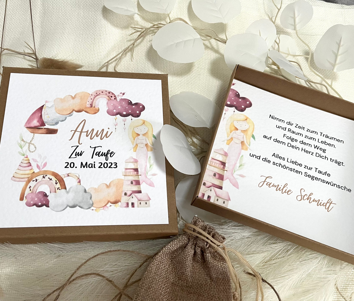 Geschenkschachtel Taufe | Taufgeschenk | Geldgeschenk für Mädchen und Jungen | personalisiert | Taufpaten Geschenk