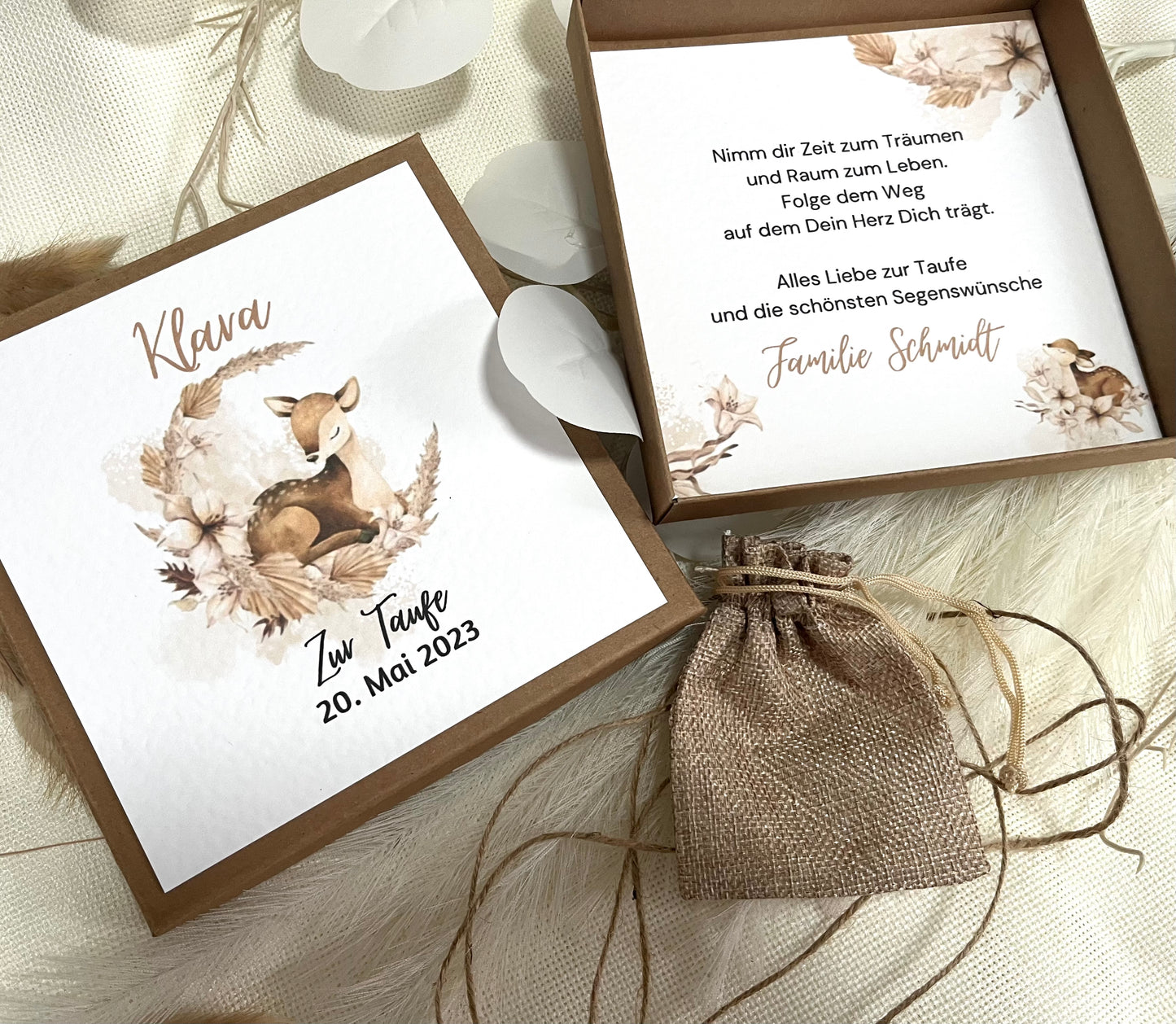 Geschenkschachtel Taufe | Taufgeschenk | Geldgeschenk für Mädchen und Jungen | personalisiert | Taufpaten Geschenk