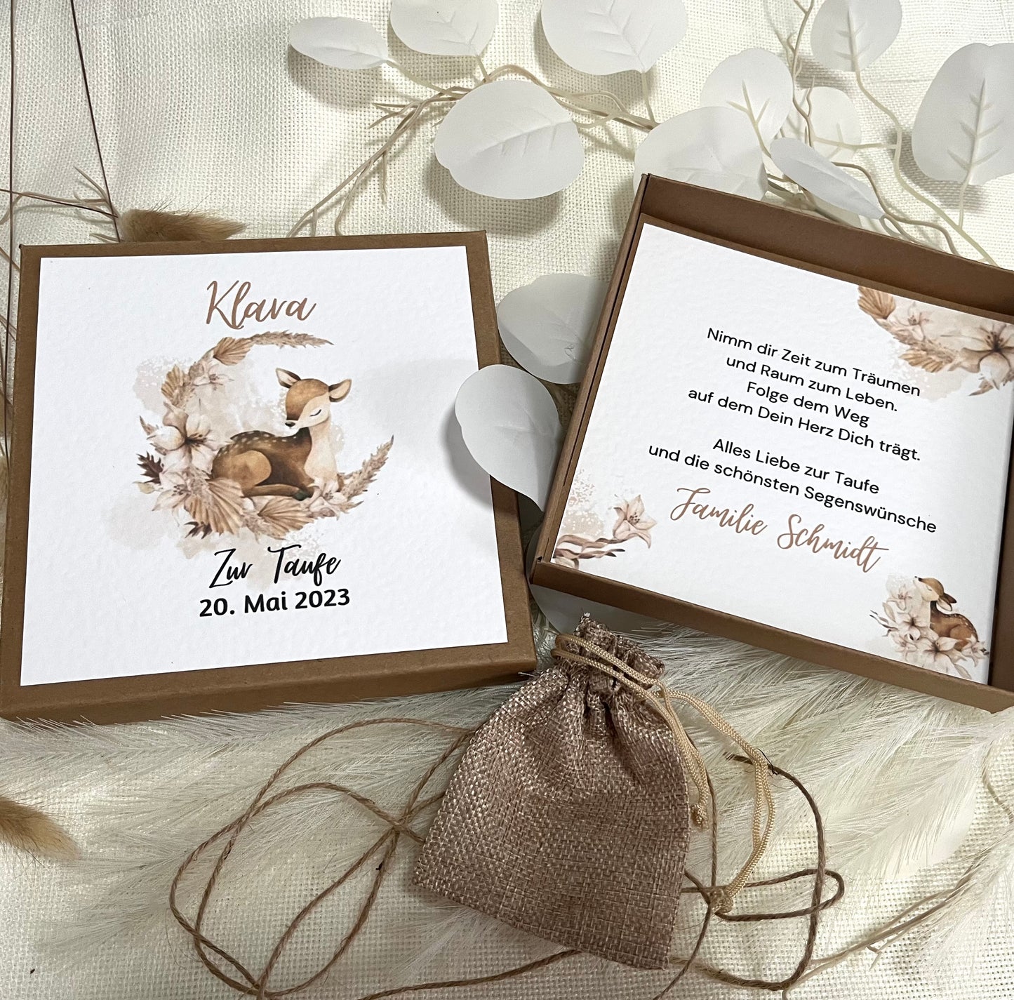 Geschenkschachtel Taufe | Taufgeschenk | Geldgeschenk für Mädchen und Jungen | personalisiert | Taufpaten Geschenk