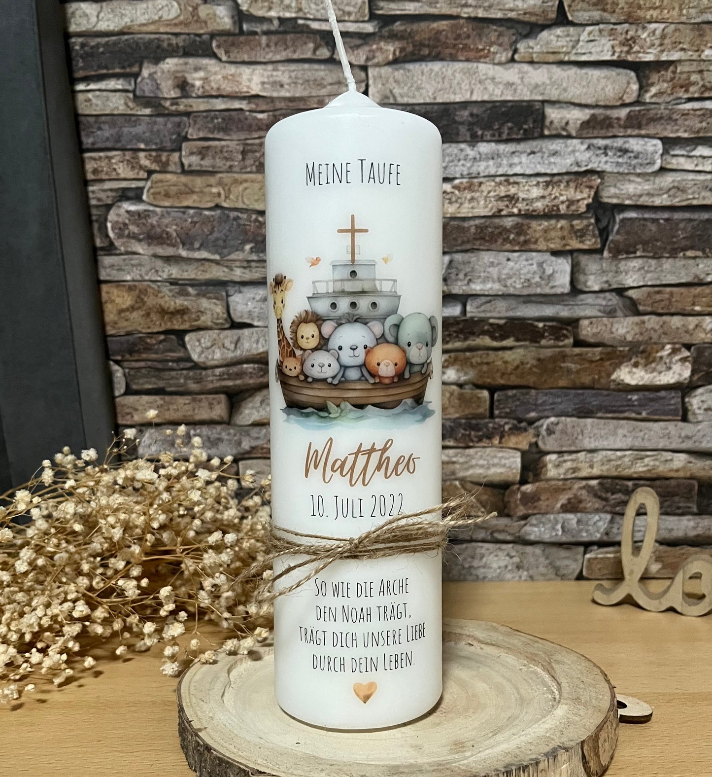 Taufkerze Noahs Arche Für Jungen und Mädchen