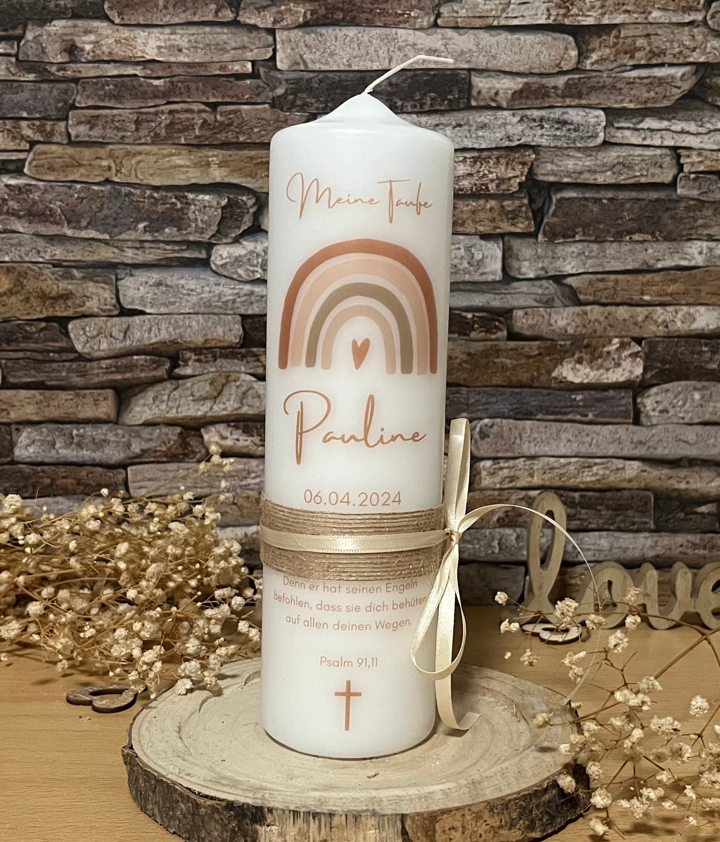 Taufkerze Regenbogen Floral Blumen Für Jungen und Mädchen