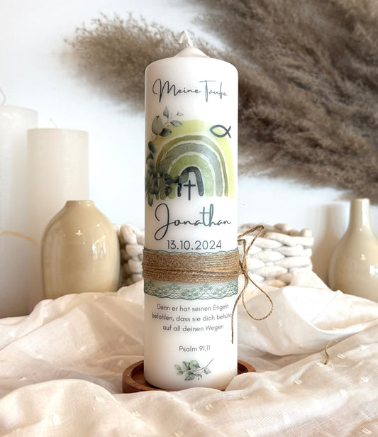 Taufkerze Regenbogen Floral Blumen Für  Jungen und Mädchen