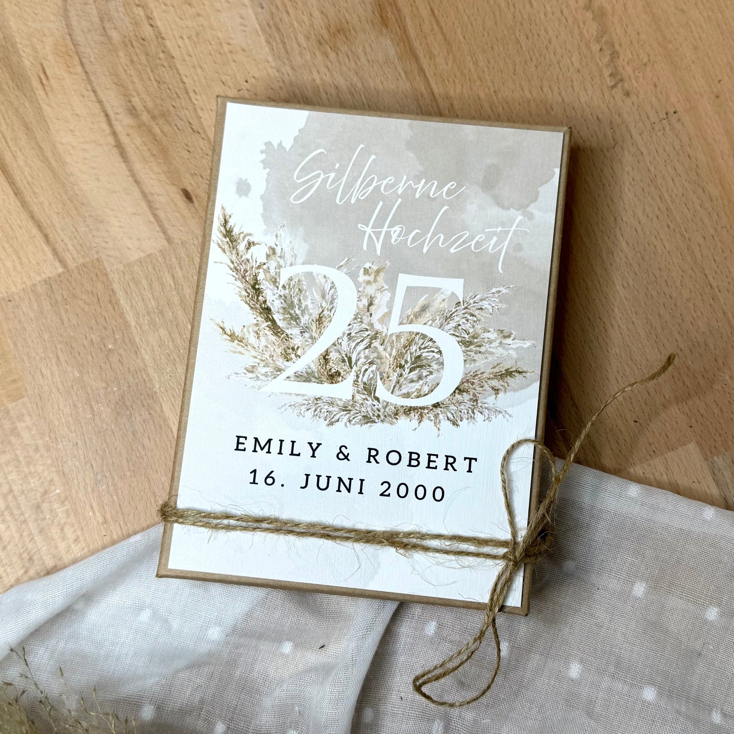 Personalisiertes Geldgeschenk zur Hochzeit- Silberne Hochzeit – Geschenkbox mit Reagenzglas & im Boho-Stil – Hochzeitsgeschenk für Brautpaar