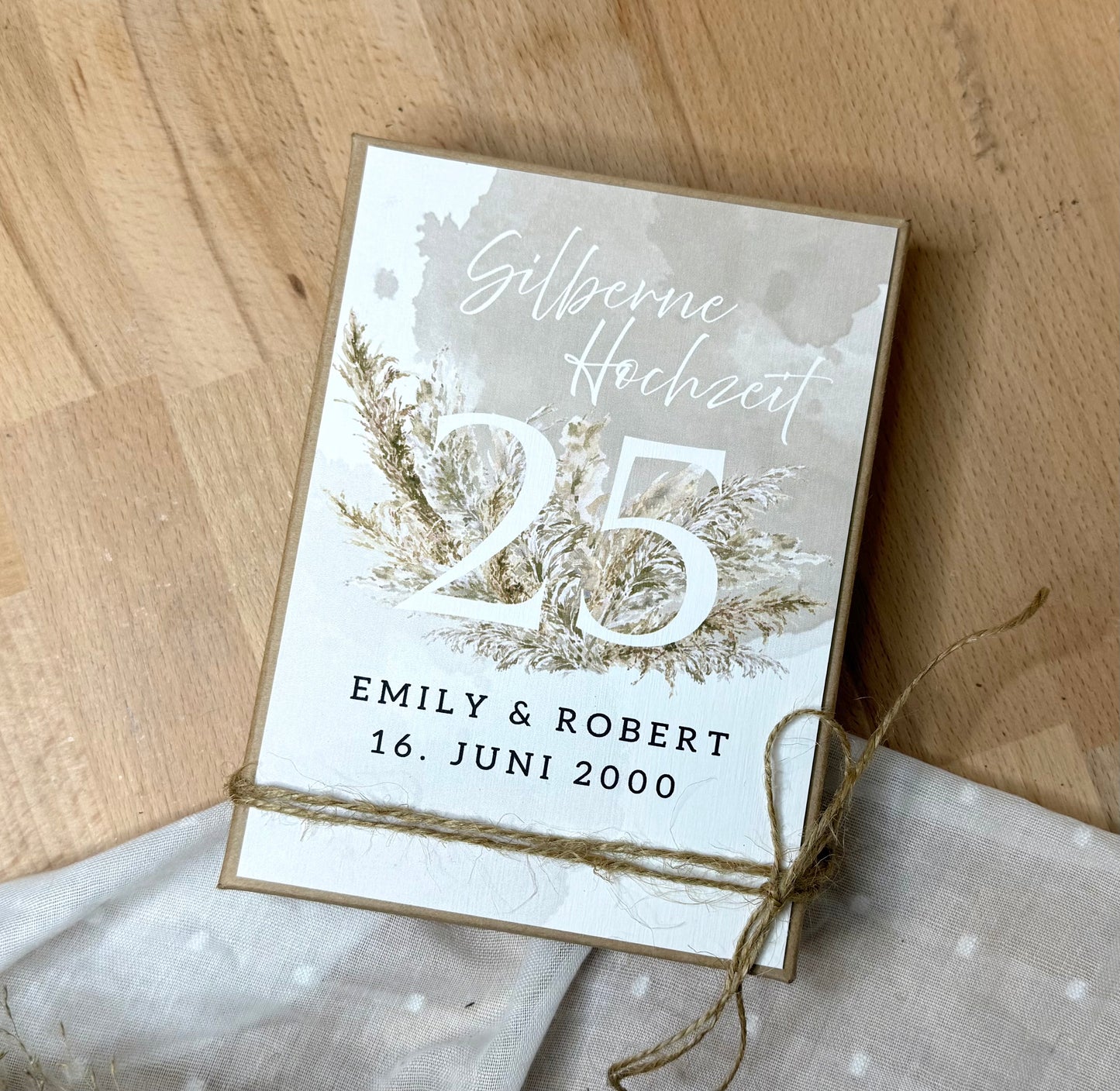 Personalisiertes Geldgeschenk zur Hochzeit- Silberne Hochzeit – Geschenkbox mit Reagenzglas & im Boho-Stil – Hochzeitsgeschenk für Brautpaar