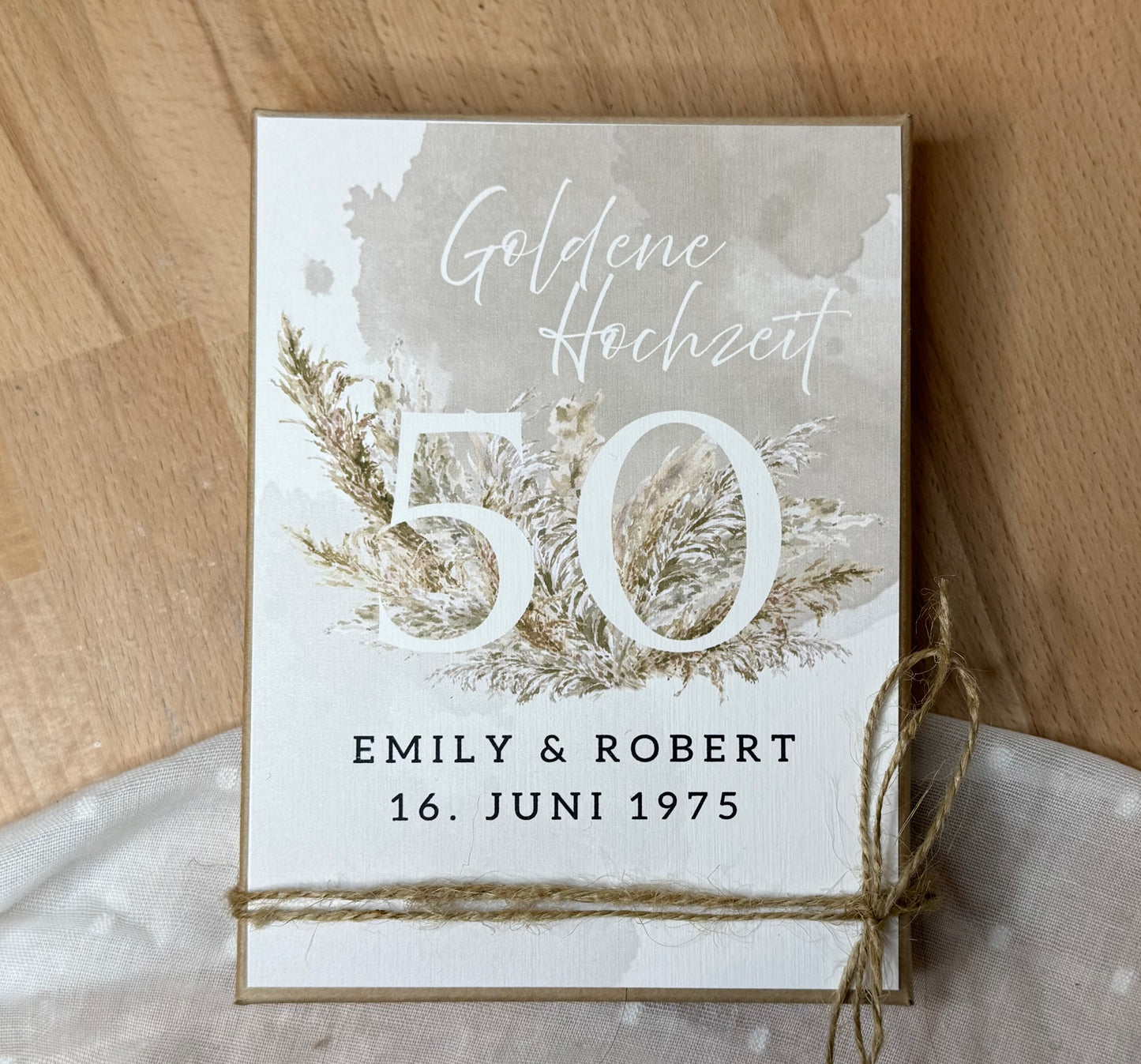 Personalisiertes Geldgeschenk zur Hochzeit- Goldene Hochzeit – Geschenkbox mit Reagenzglas & im Boho-Stil – Hochzeitsgeschenk für Brautpaar