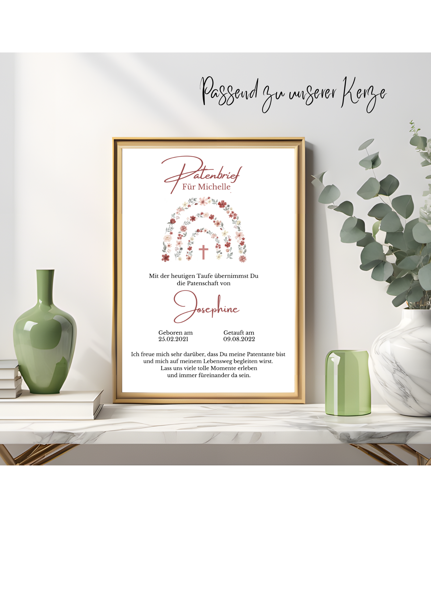 Patenbrief Zur Taufe – Geschenk Zur Taufe | Patenkind personalisiert – Patenurkunde und Taufgeschenk– Taufbrief – PDF