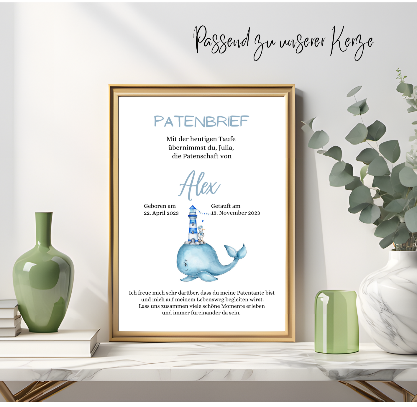 Patenbrief Zur Taufe – Geschenk Zur Taufe | Patenkind personalisiert – Patenurkunde und Taufgeschenk– Taufbrief – PDF