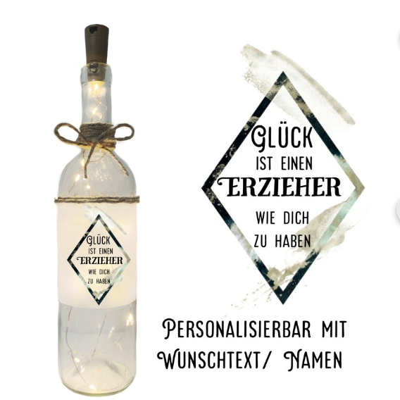Flaschenlicht Für Lieblingsmenschen- Lichtflasche Dekoflasche mit LED Beleuchtung