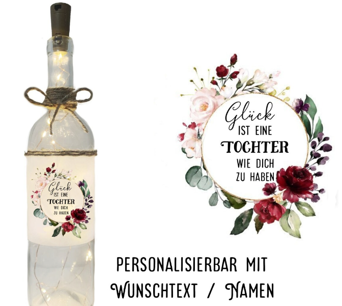 Flaschenlicht Für Lieblingsmenschen- Lichtflasche Dekoflasche mit LED Beleuchtung