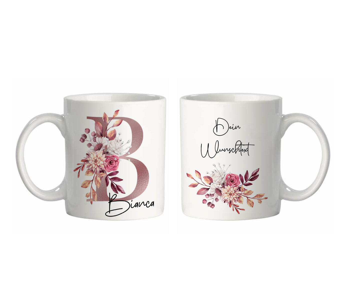 Personalisierte Tasse mit Namen, Buchstaben und Wunschtext