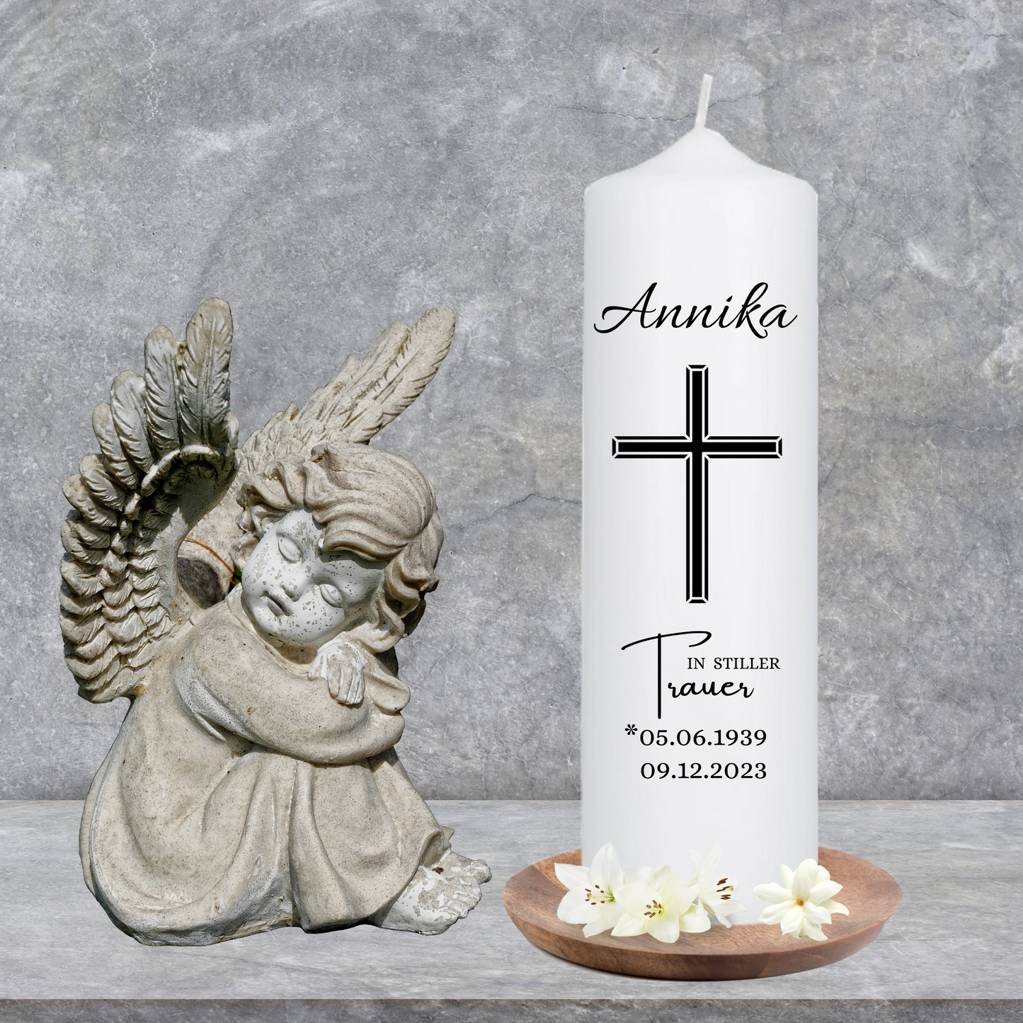 Trauerkerze personalisiert | Gedenkkerze mit Name & Spruch | Erinnerungskerze | Trauergeschenk zur Beerdigung