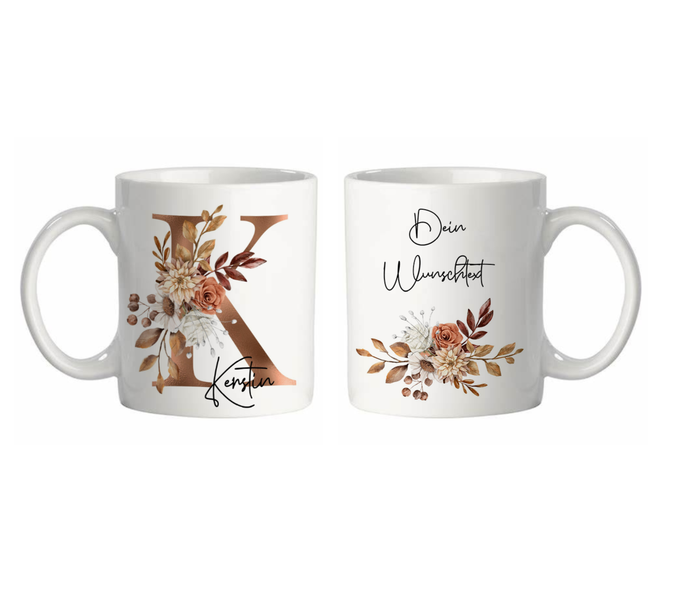 Personalisierte Tasse mit Namen, Buchstaben und Wunschtext