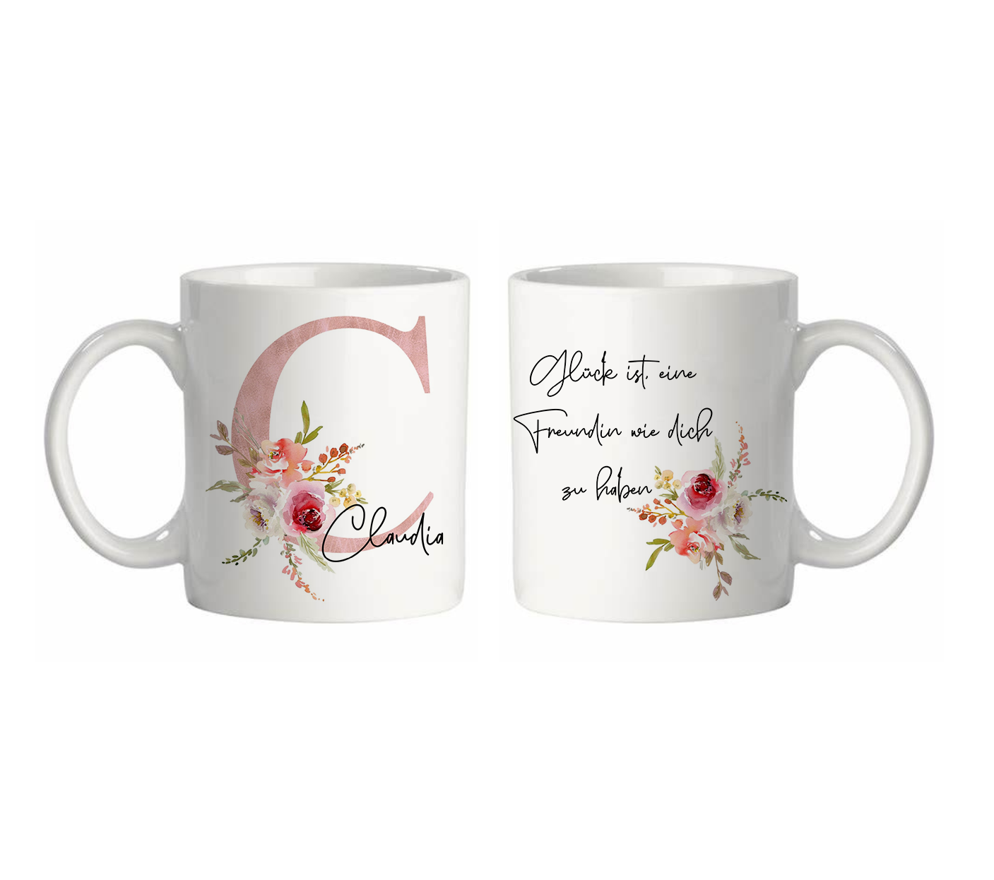 Personalisierte Tasse mit Namen, Buchstaben und Wunschtext