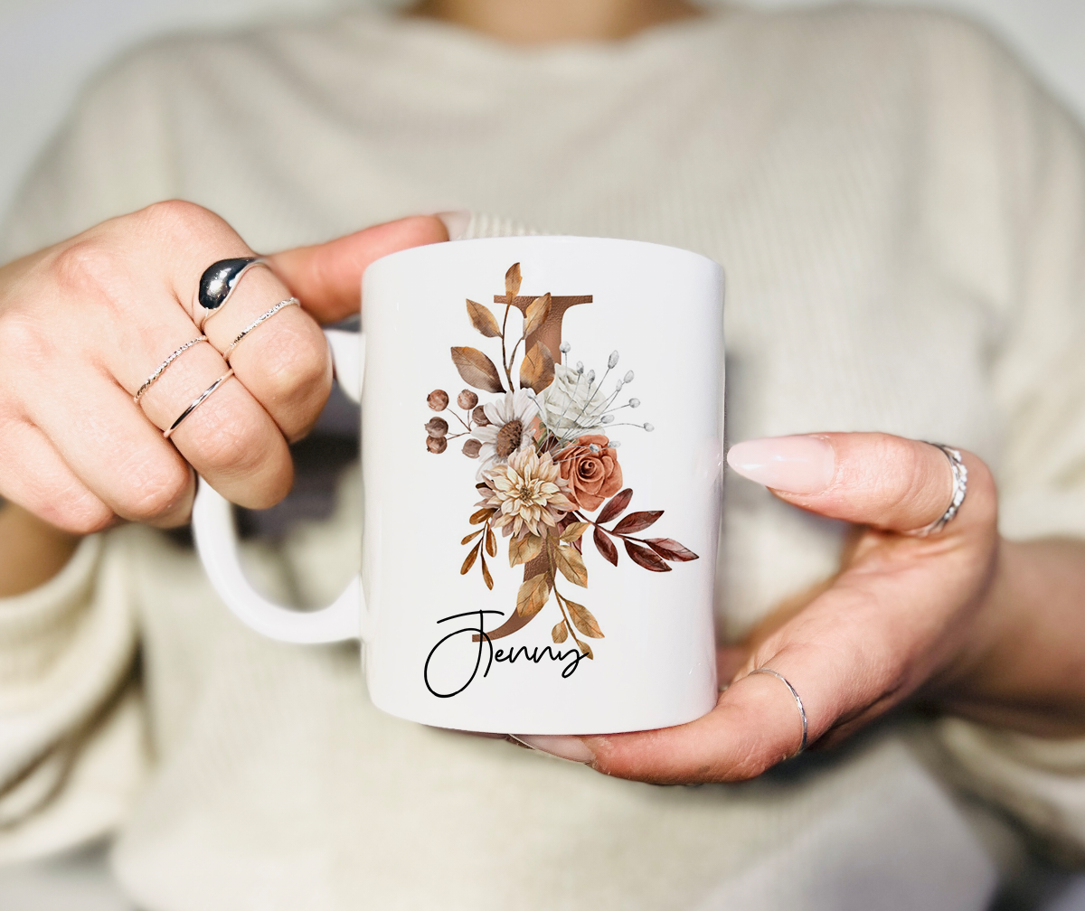Personalisierte Tasse mit Namen, Buchstaben und Wunschtext