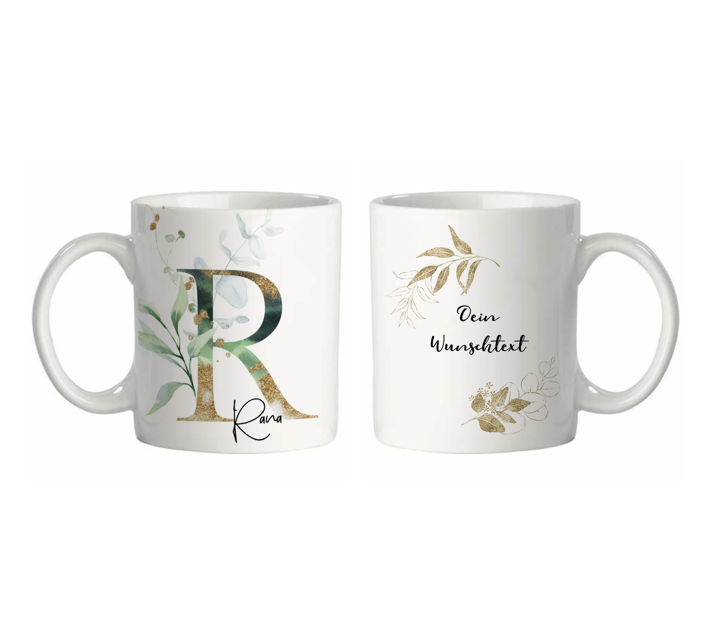 Personalisierte Tasse mit Namen, Buchstaben und Wunschtext