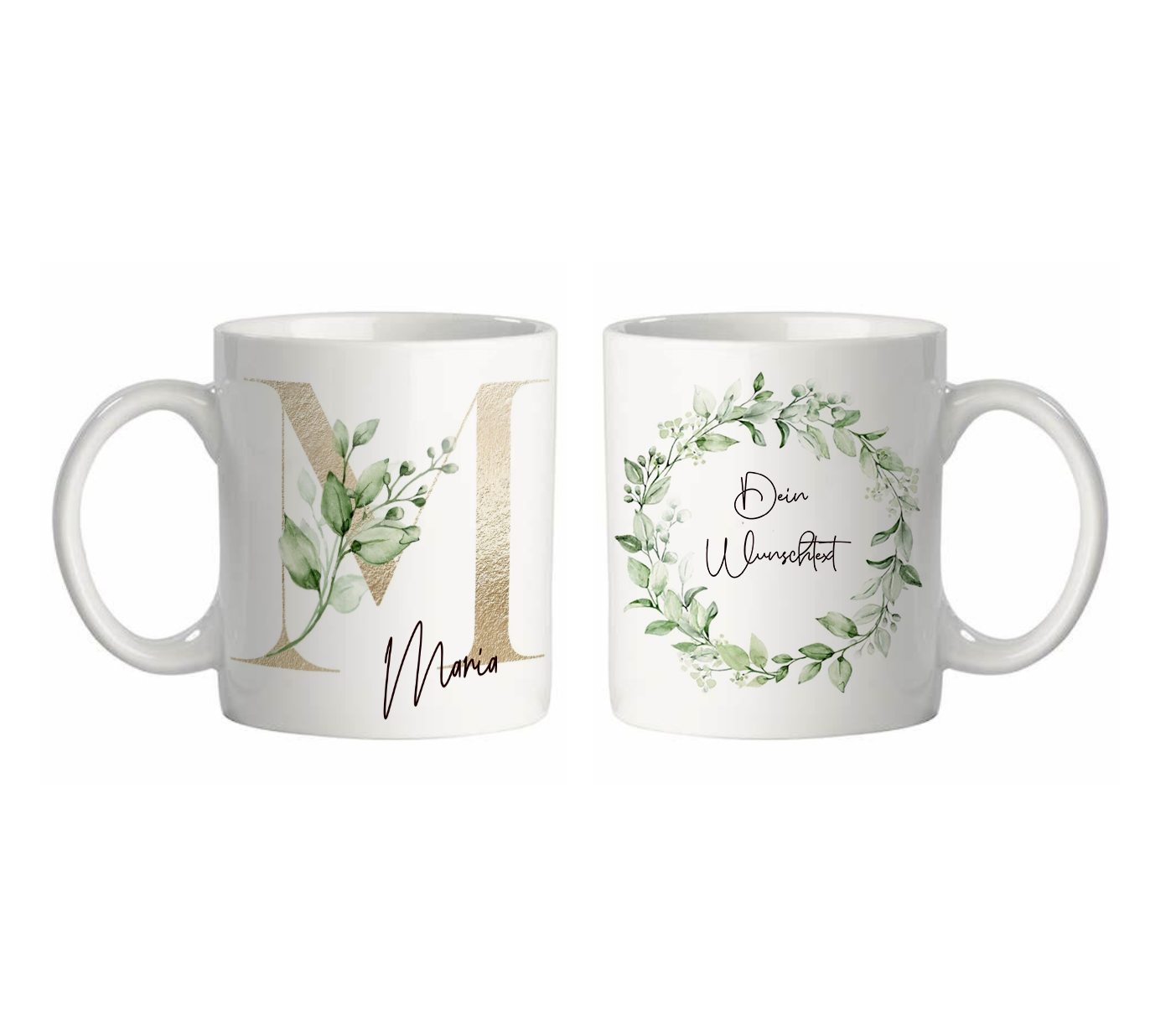 Personalisierte Tasse mit Namen, Buchstaben und Wunschtext