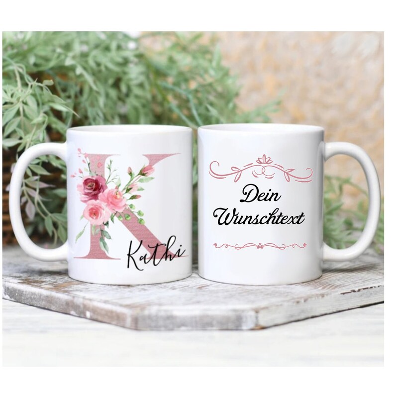 Personalisierte Tasse mit Namen, Buchstaben und Wunschtext