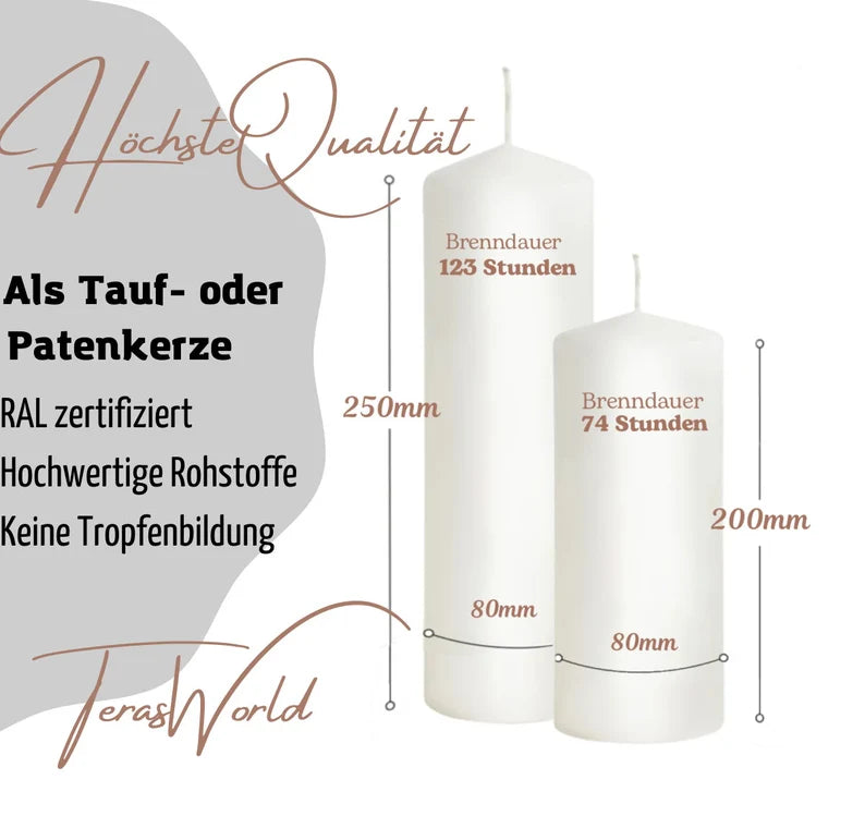 Taufkerze Eukalyptus Kranz Für Jungen und Mädchen