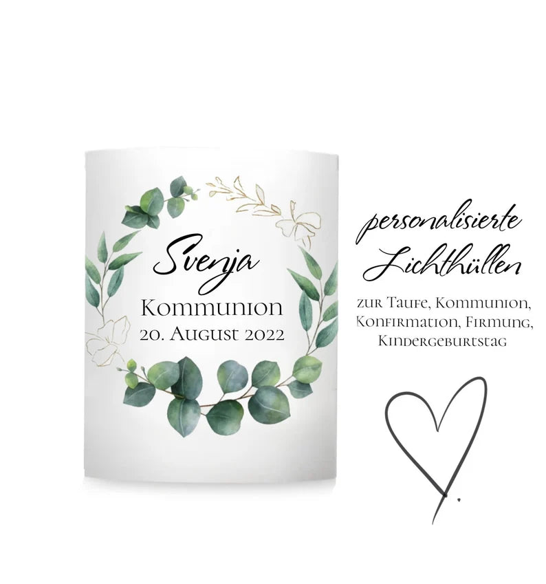 Taufkerze Floral Eukalyptus Für Jungen und Mädchen
