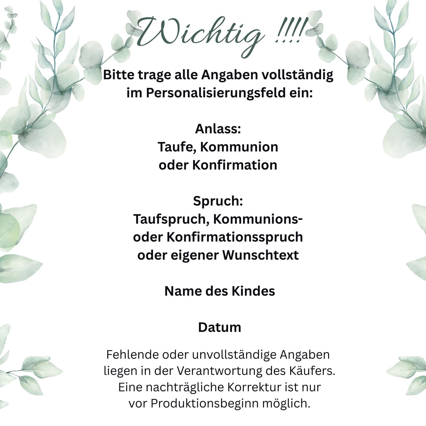 Kommunionskerze Taufkerze Eukalyptus Regenbogen personalisiert | Kerze zur Kommunion & Konfirmation Taufe |Für Jungen/ Mädchen Kommunionkerze Patenkerze