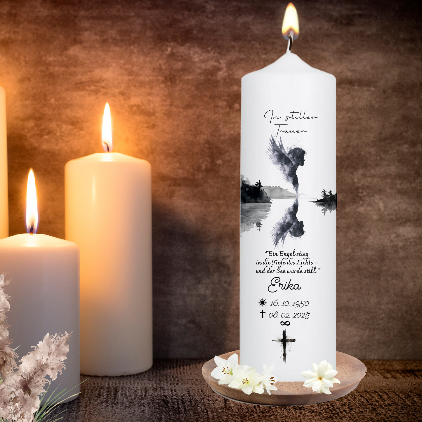 Trauerkerze personalisiert | Gedenkkerze mit Name & Spruch | Erinnerungskerze | Trauergeschenk zur Beerdigung