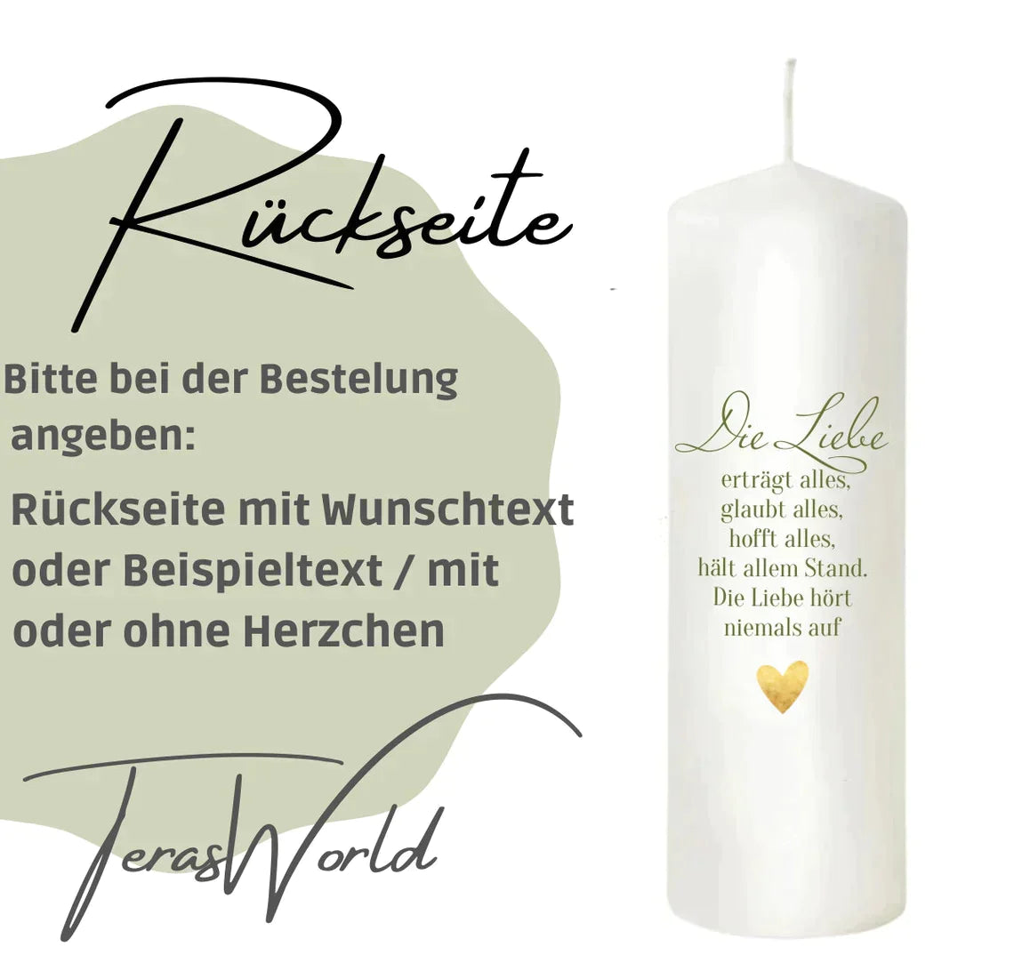 Hochzeitskerze Blumen- Kranz Personalisiert