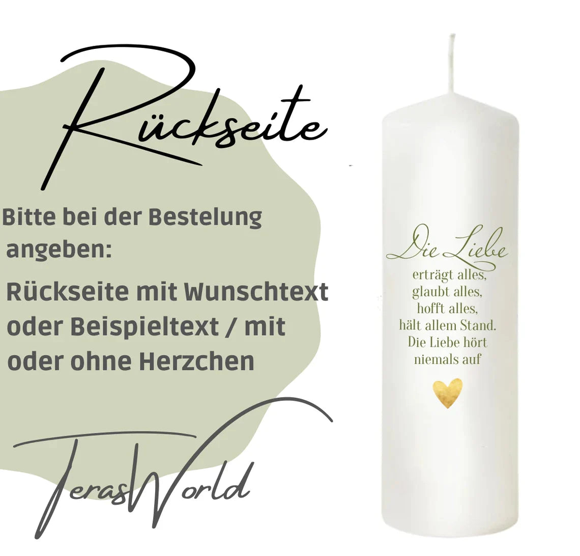 Hochzeitskerze Eukalyptus Kranz Personalisiert