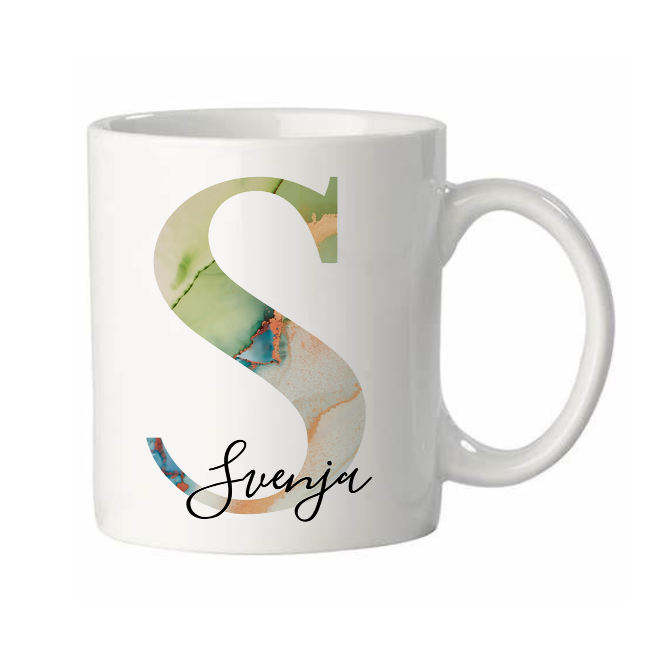 Personalisierte Tasse mit Namen, Buchstaben und Wunschtext