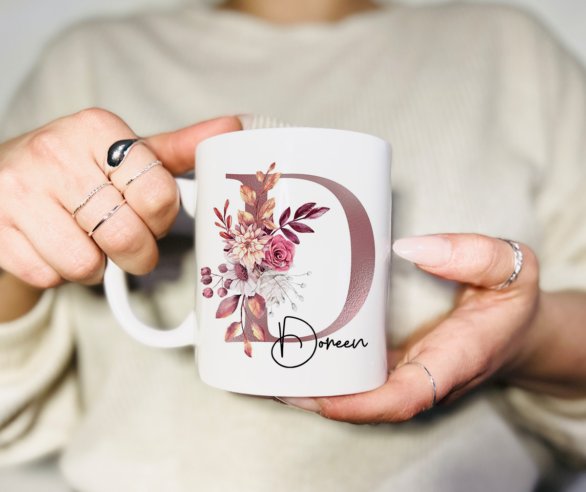 Personalisierte Tasse mit Namen, Buchstaben und Wunschtext