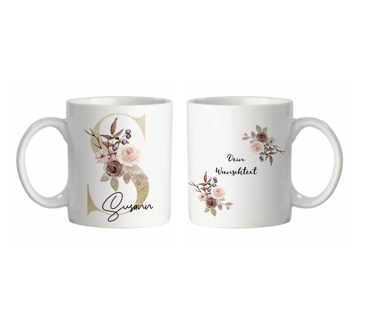 Personalisierte Tasse mit Namen, Buchstaben und Wunschtext
