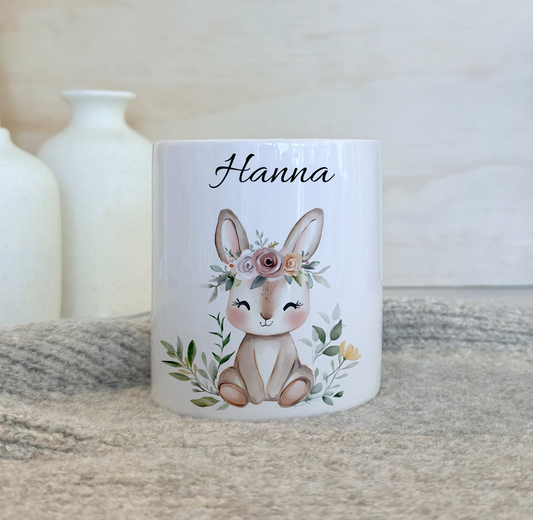 Personalisierte Spardose Kind 003 Geschenk Geburt Taufe Geburtstag Waldtiere Geldgeschenk Baby Kinder Keramik Sparbüchse